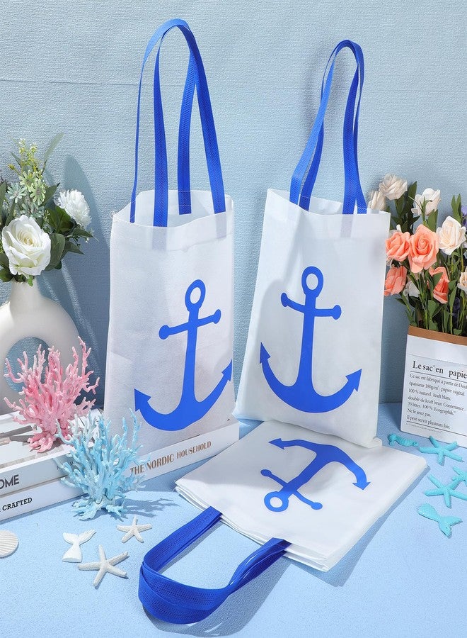 Bulyoou 12 Pcs Anchor Bags Summer Cruise Gift Bags Large Nautical Totes Gift Exchange Ideas Non Woven Totes for Cruise Wedding Party - Image 3